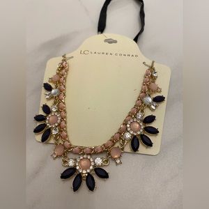 🏷️ LC Lauren Conrad - Pink & Blue Floral Jeweled Necklace - NWT